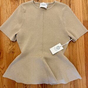 Hyacinth House Tan Knit Phoebe Peplum Top - Small